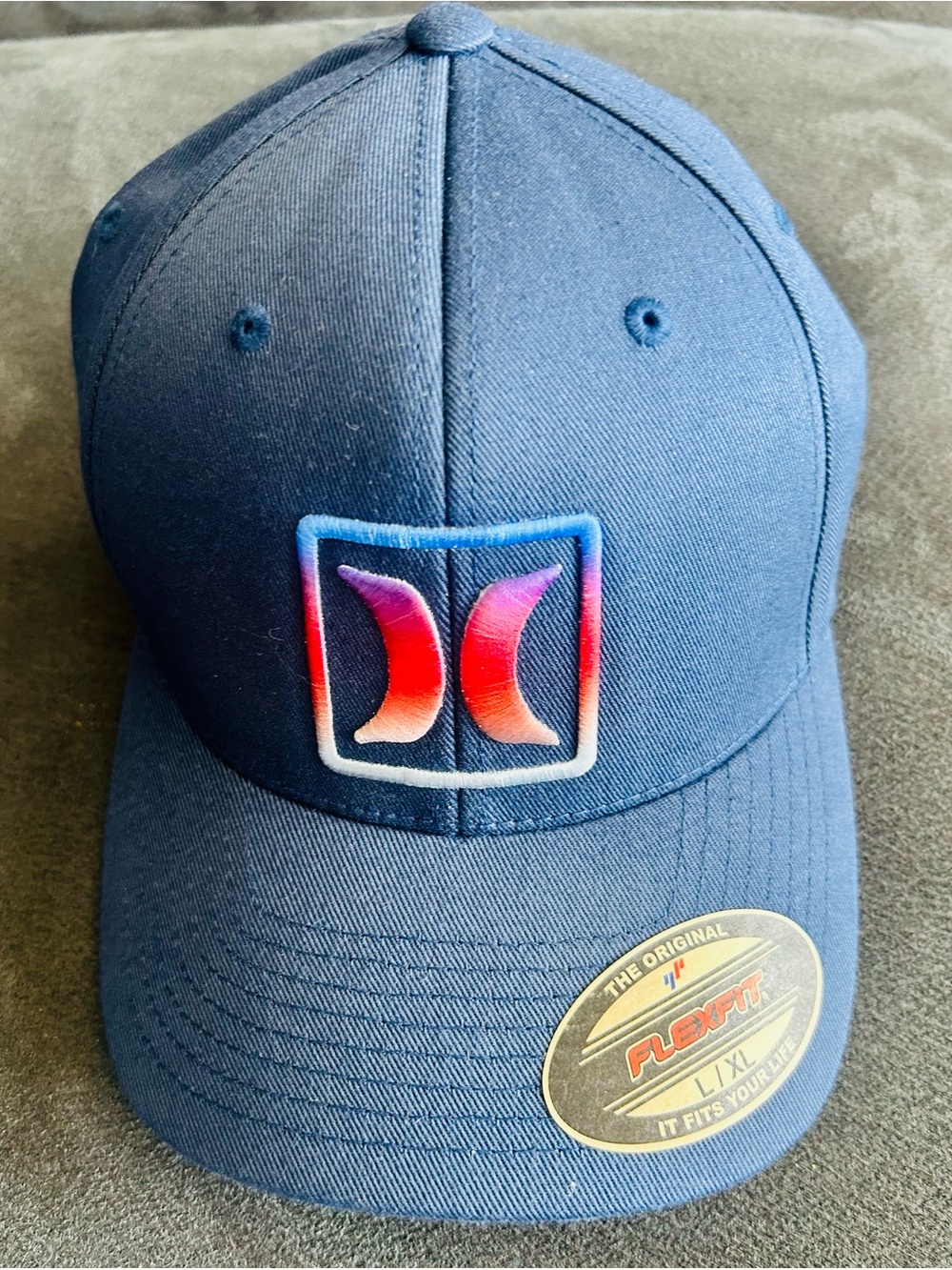 Hurley Reflect Icon Baseball Navy Blue Stretch Fit Hat Cap New (Flexfit L/XL)